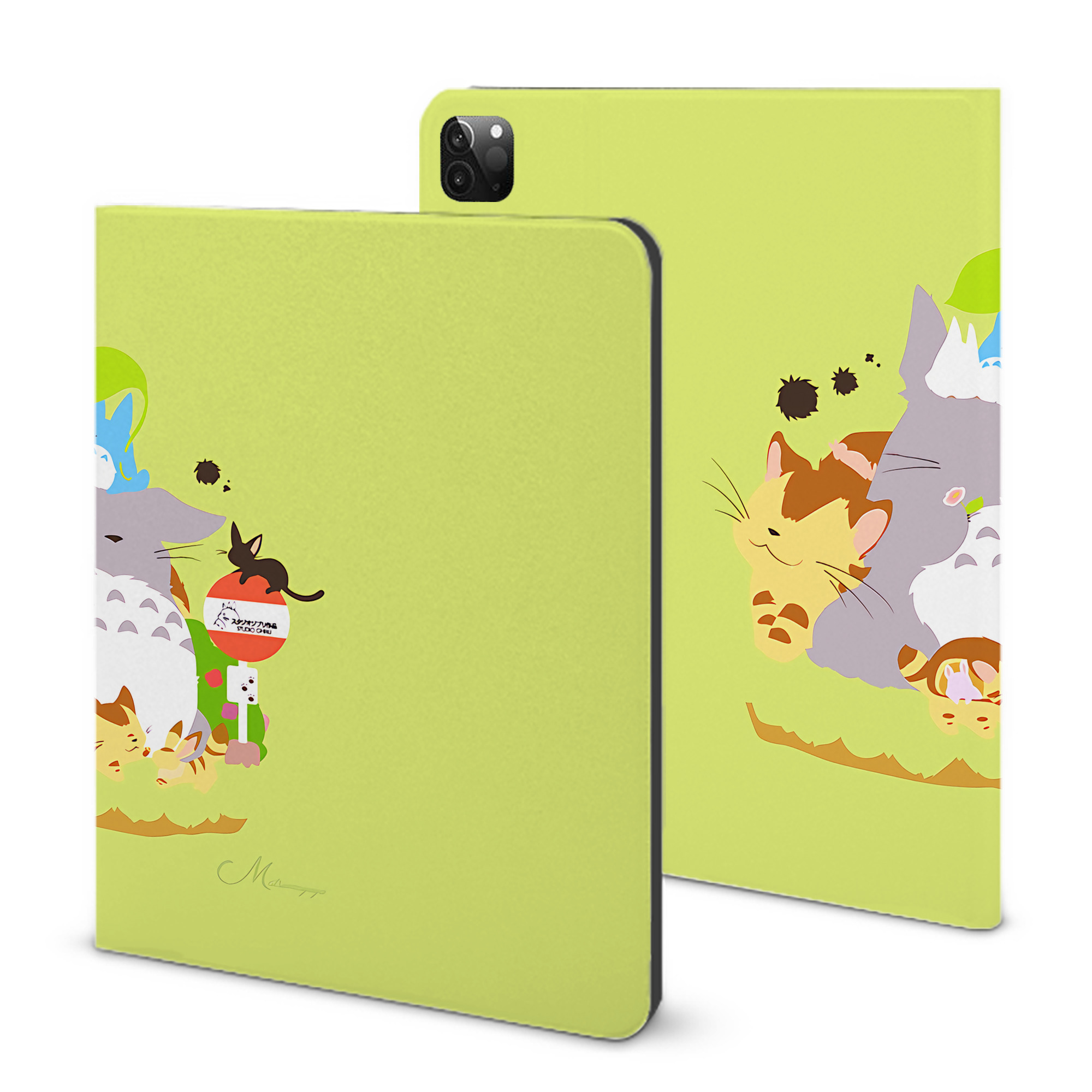 （画像用） となりのトトロ 草壁メイ 草壁サツキ My Neighbor Totoro Satsuki Kusakabe Mei Kusakabe IPadケース ペンホルダー付き ブックスタイルデザイン